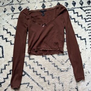 Brown Cropped Long Sleeve- Size S